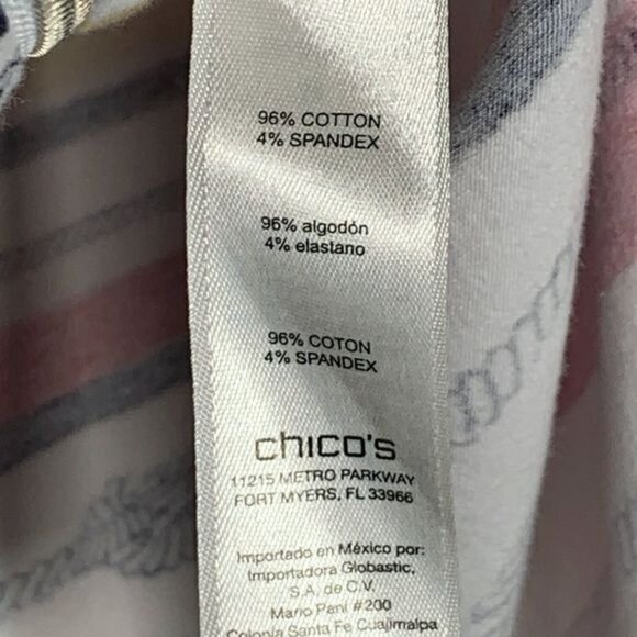 Chicos Weekends Zip Jacket Medium Red Yellow Stripe Knit Casual - Picture 12 of 12